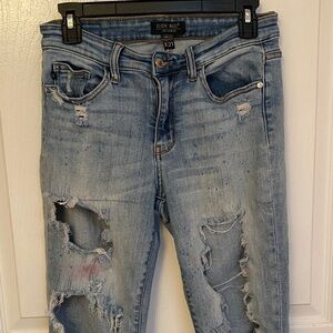 Judy Blue Distressed Light Blue Boyfriend Jeans